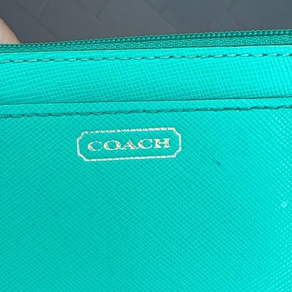 Coach Saffiano Leather Card Holder Key Chain Wallet - Picture 16 of 16